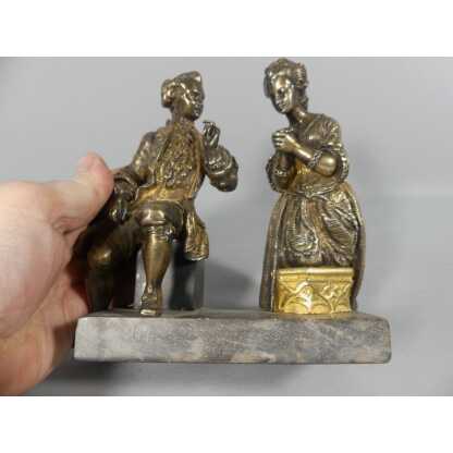 La Confession, Statuette En Bronze Représentant Un Homme Et Une Femme En Train De Prier XIX ème – Image 6