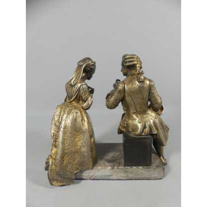 La Confession, Statuette En Bronze Représentant Un Homme Et Une Femme En Train De Prier XIX ème – Image 9