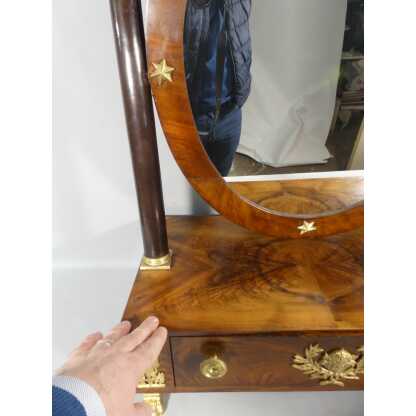 Psyché De Table d'époque Empire En Noyer Et Bronze Doré, Miroir, Coiffeuse, Barbière, Début XIX – Image 12
