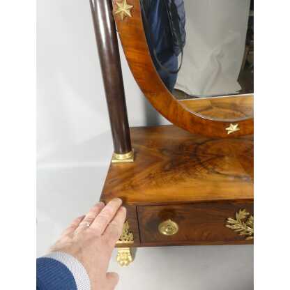 Psyché De Table d'époque Empire En Noyer Et Bronze Doré, Miroir, Coiffeuse, Barbière, Début XIX – Image 11