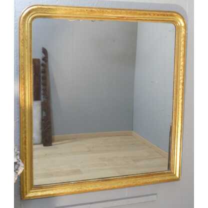 115 * 122 Cm Miroir Louis Philippe En Bois Doré Gravé, Glace Au Mercure, époque XIX ème – Image 2