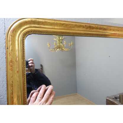 115 * 122 Cm Miroir Louis Philippe En Bois Doré Gravé, Glace Au Mercure, époque XIX ème – Image 4