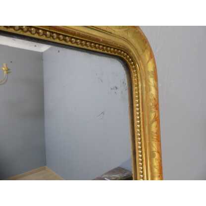 115 * 122 Cm Miroir Louis Philippe En Bois Doré Gravé, Glace Au Mercure, époque XIX ème – Image 8