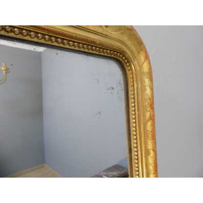 115 * 122 Cm Miroir Louis Philippe En Bois Doré Gravé, Glace Au Mercure, époque XIX ème – Image 7