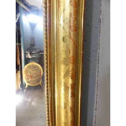 115 * 122 Cm Miroir Louis Philippe En Bois Doré Gravé, Glace Au Mercure, époque XIX ème – Image 5