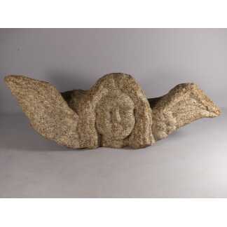 Ange, Angelot Aux Ailes Déployées En Pierre Granit Sculptée, époque XVI ème - XVII ème Siècle