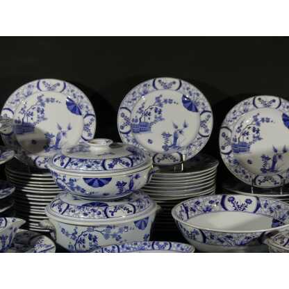 Japon Creil Et Montereau, Complet Service 97 Pièces Pour 12 Personnes En Faïence, Monet Giverny – Image 11