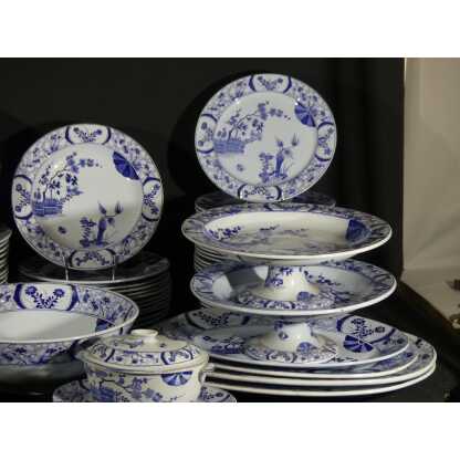 Japon Creil Et Montereau, Complet Service 97 Pièces Pour 12 Personnes En Faïence, Monet Giverny – Image 4