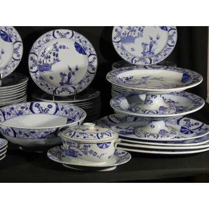 Japon Creil Et Montereau, Complet Service 97 Pièces Pour 12 Personnes En Faïence, Monet Giverny – Image 10
