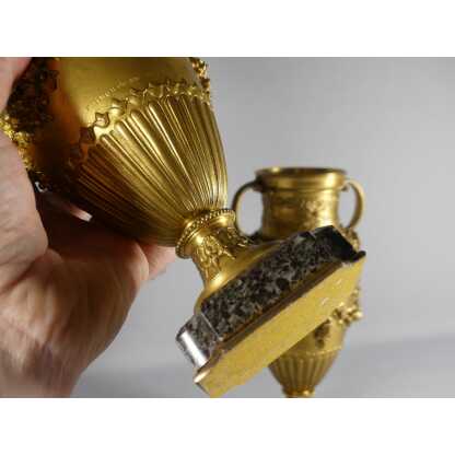 Barbedienne, Paire De Vases Cassolettes En Bronze Doré Ciselé Aux Fleurs, XIX ème – Image 10