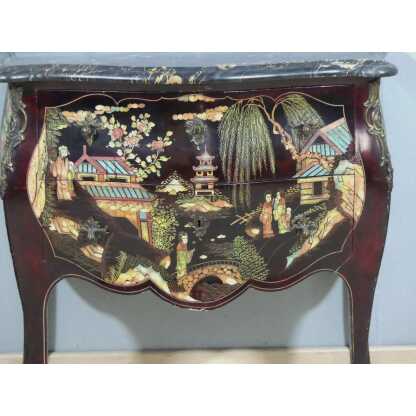 Commode Sauteuse Style Louis XV En Laque De Chine, époque Début XX ème – Image 3
