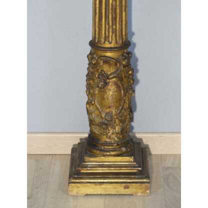 Colonne De Présentation En Bois Doré Chapiteau Corinthien, époque XVIII ème Siècle – Image 12