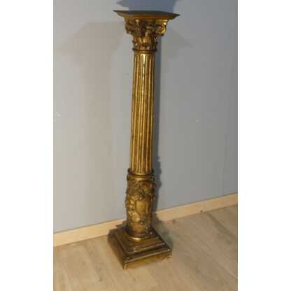 Colonne De Présentation En Bois Doré Chapiteau Corinthien, époque XVIII ème Siècle – Image 10