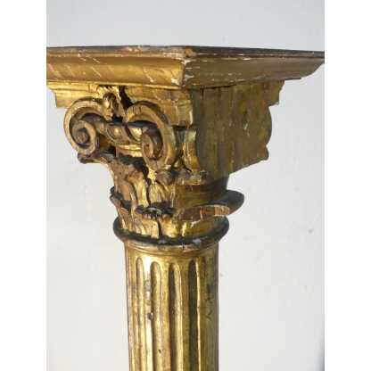 Colonne De Présentation En Bois Doré Chapiteau Corinthien, époque XVIII ème Siècle – Image 7