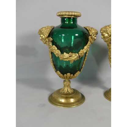 Paire De Vases Cassolettes Louis XVI En Verre Et Bronze, époque XIX ème – Image 15