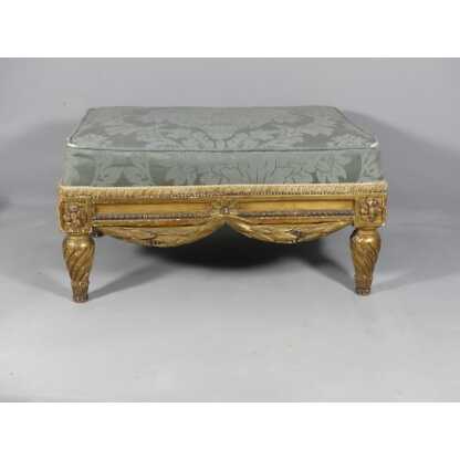 Tabouret De Pied De Style Louis XVI En Bois Sculpté Doré, époque XIX ème – Image 2