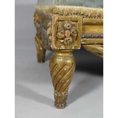 Tabouret De Pied De Style Louis XVI En Bois Sculpté Doré, époque XIX ème – Image 4