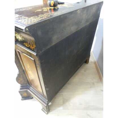 Meuble d'Appui, Buffet Napoléon III Peint De Fleurs Sur Fond Noir Et Doré, époque XIX ème – Image 16