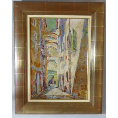 Hermann Wagner, Ruelle Du Sud Avec Linge Aux Fenêtres, Tableau Huile Sur Toile Daté 1926