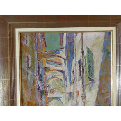 Hermann Wagner, Ruelle Du Sud Avec Linge Aux Fenêtres, Tableau Huile Sur Toile Daté 1926 – Image 15