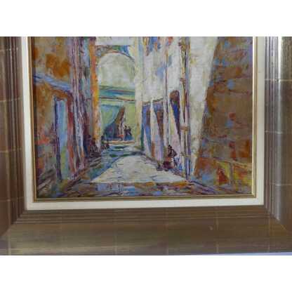 Hermann Wagner, Ruelle Du Sud Avec Linge Aux Fenêtres, Tableau Huile Sur Toile Daté 1926 – Image 11