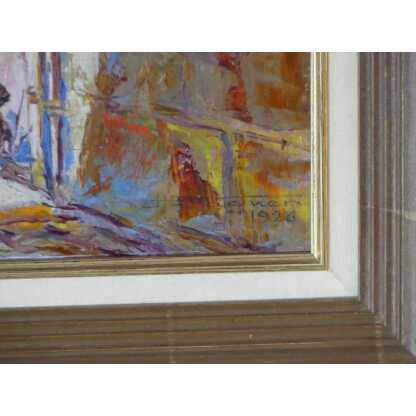 Hermann Wagner, Ruelle Du Sud Avec Linge Aux Fenêtres, Tableau Huile Sur Toile Daté 1926 – Image 10