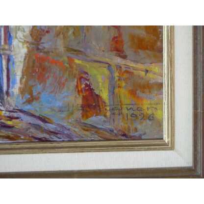 Hermann Wagner, Ruelle Du Sud Avec Linge Aux Fenêtres, Tableau Huile Sur Toile Daté 1926 – Image 9