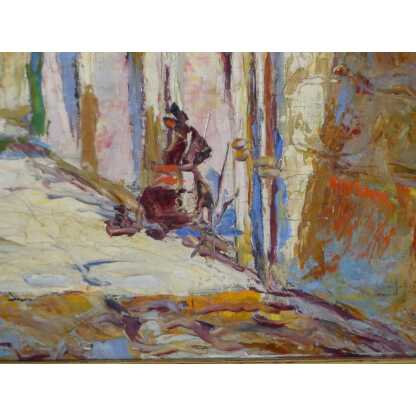 Hermann Wagner, Ruelle Du Sud Avec Linge Aux Fenêtres, Tableau Huile Sur Toile Daté 1926 – Image 8