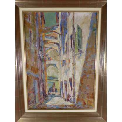 Hermann Wagner, Ruelle Du Sud Avec Linge Aux Fenêtres, Tableau Huile Sur Toile Daté 1926 – Image 4