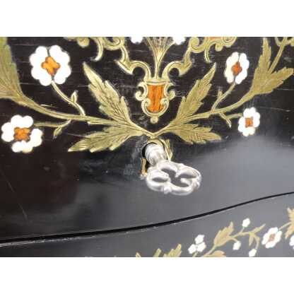 Cave à Liqueur Napoléon III En Marqueterie De Nacre Et Laiton, Verrerie Cristal Baccarat, XIX è – Image 18