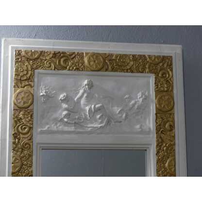 Trumeau Art Déco En Stuc Doré Et Bas Relief Scène à l'Antique Vers 1925 – Image 5