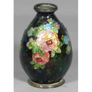 Camille Fauré, Vase En émail, émaux De Limoges Décor De Fleurs
