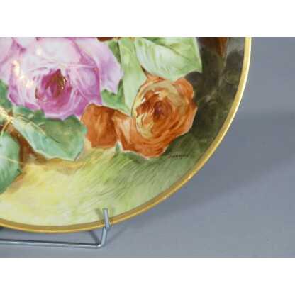 Les Roses, Paire De Plats Décoratifs En Porcelaine De Limoges Par Desgropes – Image 7