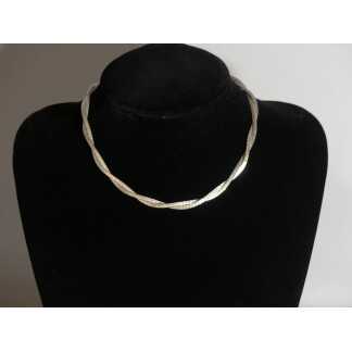 Collier Vintage De Femme En Argent Massif Double Maille Articulée, époque 1980