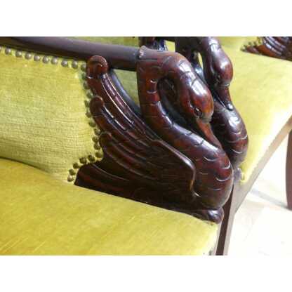 Paire De Fauteuils Aux Cygnes De Style Empire En Acajou, époque Fin XIX ème – Image 3