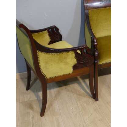 Paire De Fauteuils Aux Cygnes De Style Empire En Acajou, époque Fin XIX ème – Image 5