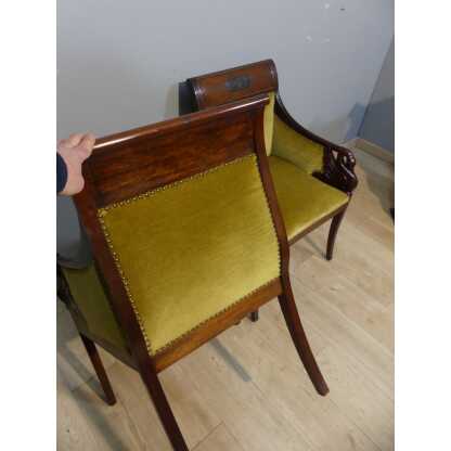 Paire De Fauteuils Aux Cygnes De Style Empire En Acajou, époque Fin XIX ème – Image 20