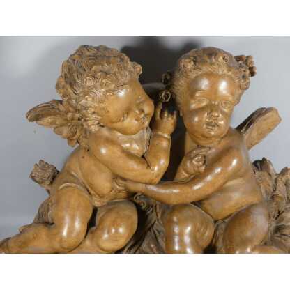 Fernand Cian, Les Cherubins, Angelot Grand Groupe Sculpture En Terre Cuite, époque Début XX ème – Image 4