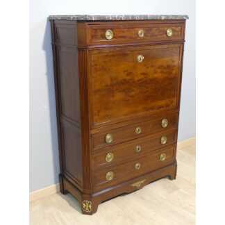 Secrétaire Bureau Louis XVI En Acajou à Pans Coupés époque XVIII ème Siècle