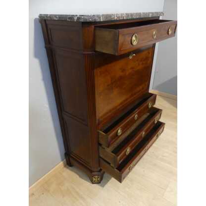 Secrétaire Bureau Louis XVI En Acajou à Pans Coupés époque XVIII ème Siècle – Image 15