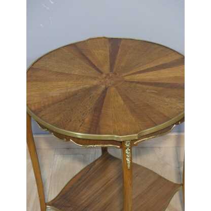 Guéridon De Style Louis XV Au Plateau En Marqueterie Rayonnante De Bois Divers, époque Fin XIX – Image 2