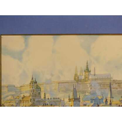 Prague, Pont St Charles Et Le Château, Aquarelle Par Oskar Schmidt – Image 10
