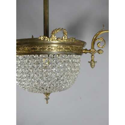 Lustre Style Louis XVI Sac De Perles Corbeille Et 3 Bras De Lumière Vers 1920 – Image 11