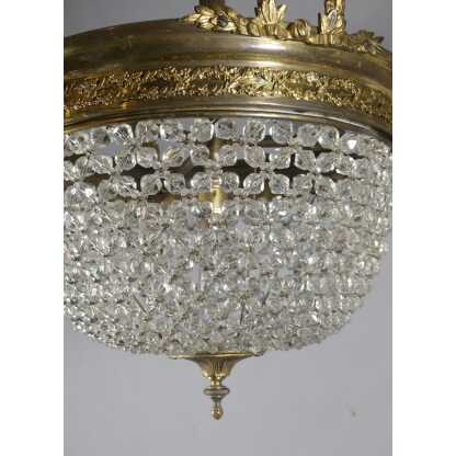 Lustre Style Louis XVI Sac De Perles Corbeille Et 3 Bras De Lumière Vers 1920 – Image 9