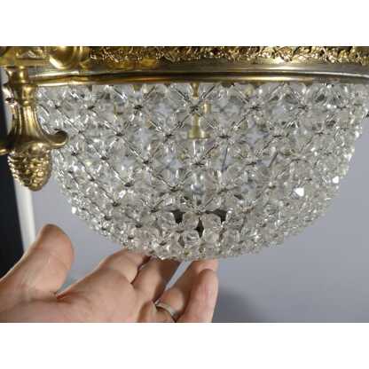 Lustre Style Louis XVI Sac De Perles Corbeille Et 3 Bras De Lumière Vers 1920 – Image 8