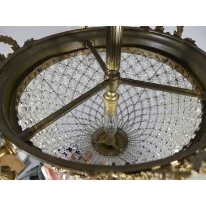 Lustre Style Louis XVI Sac De Perles Corbeille Et 3 Bras De Lumière Vers 1920 – Image 6