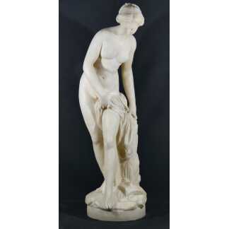 85 Cm, La Baigneuse d'Après Falconet, Grande Sculpture Statue En Albâtre Fin XIX ème