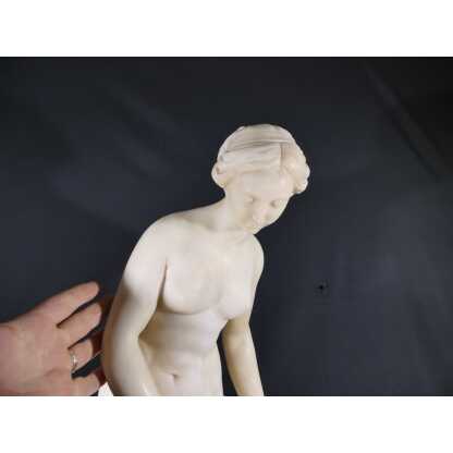 85 Cm, La Baigneuse d'Après Falconet, Grande Sculpture Statue En Albâtre Fin XIX ème – Image 12