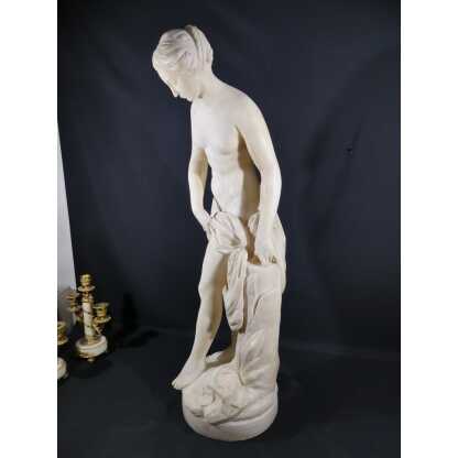 85 Cm, La Baigneuse d'Après Falconet, Grande Sculpture Statue En Albâtre Fin XIX ème – Image 13