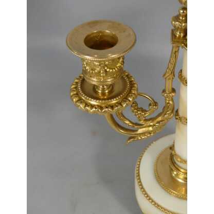 Paire De Chandeliers Style Louis XVI En Marbre Blanc Et Bronze Doré, époque Fin XIX ème – Image 7